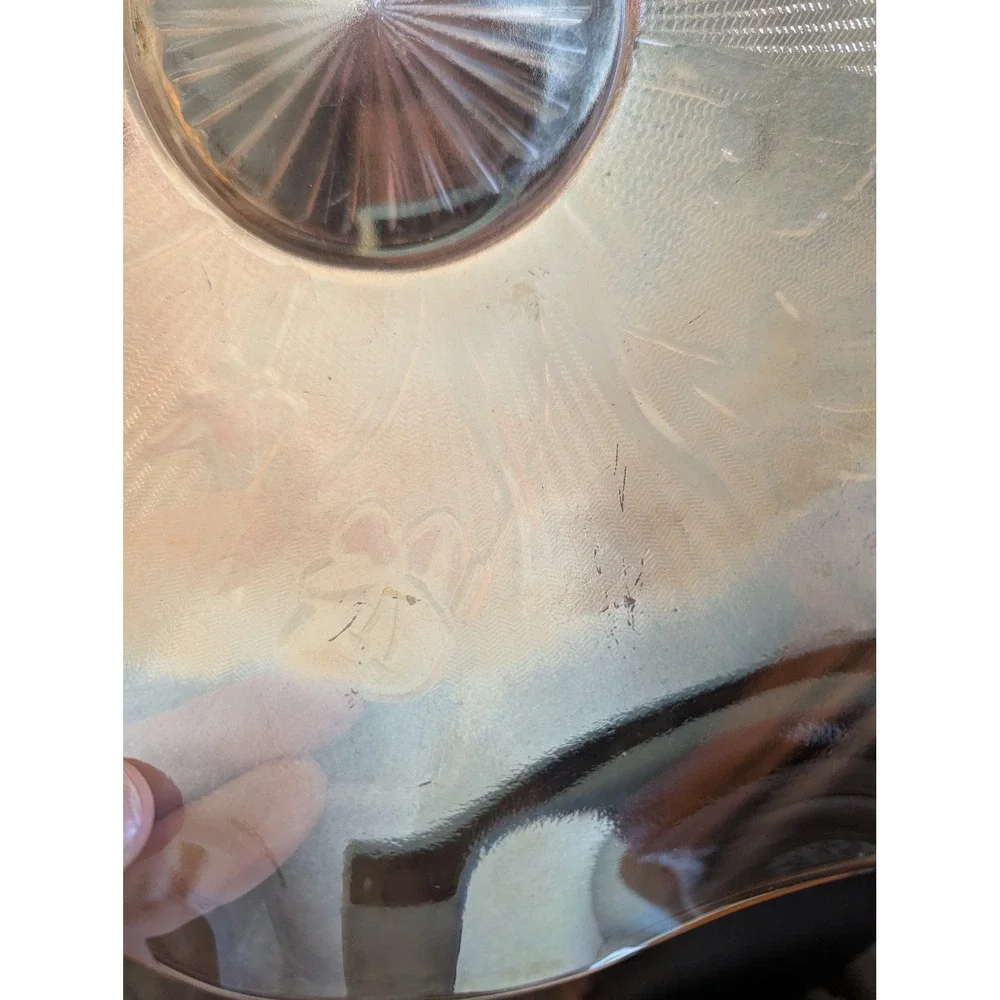 Vintage Iridescent Carnival Glass Bowl‎ Ruffled Edge Floral Design